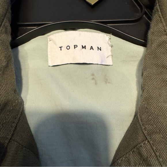 Topman Men’s Twill Colorblock Snap Front Forest Green Blue Pocketed Top Sz L-XL - Picture 6 of 12